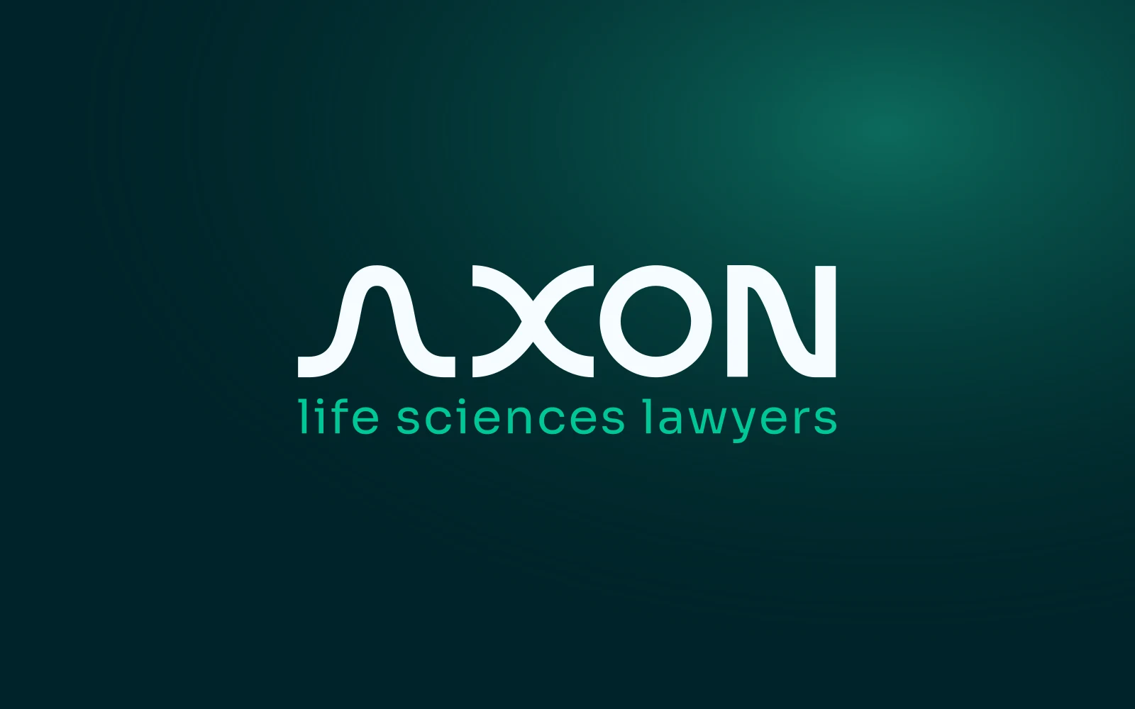 Het logo van Axon Lawyers op donker teal