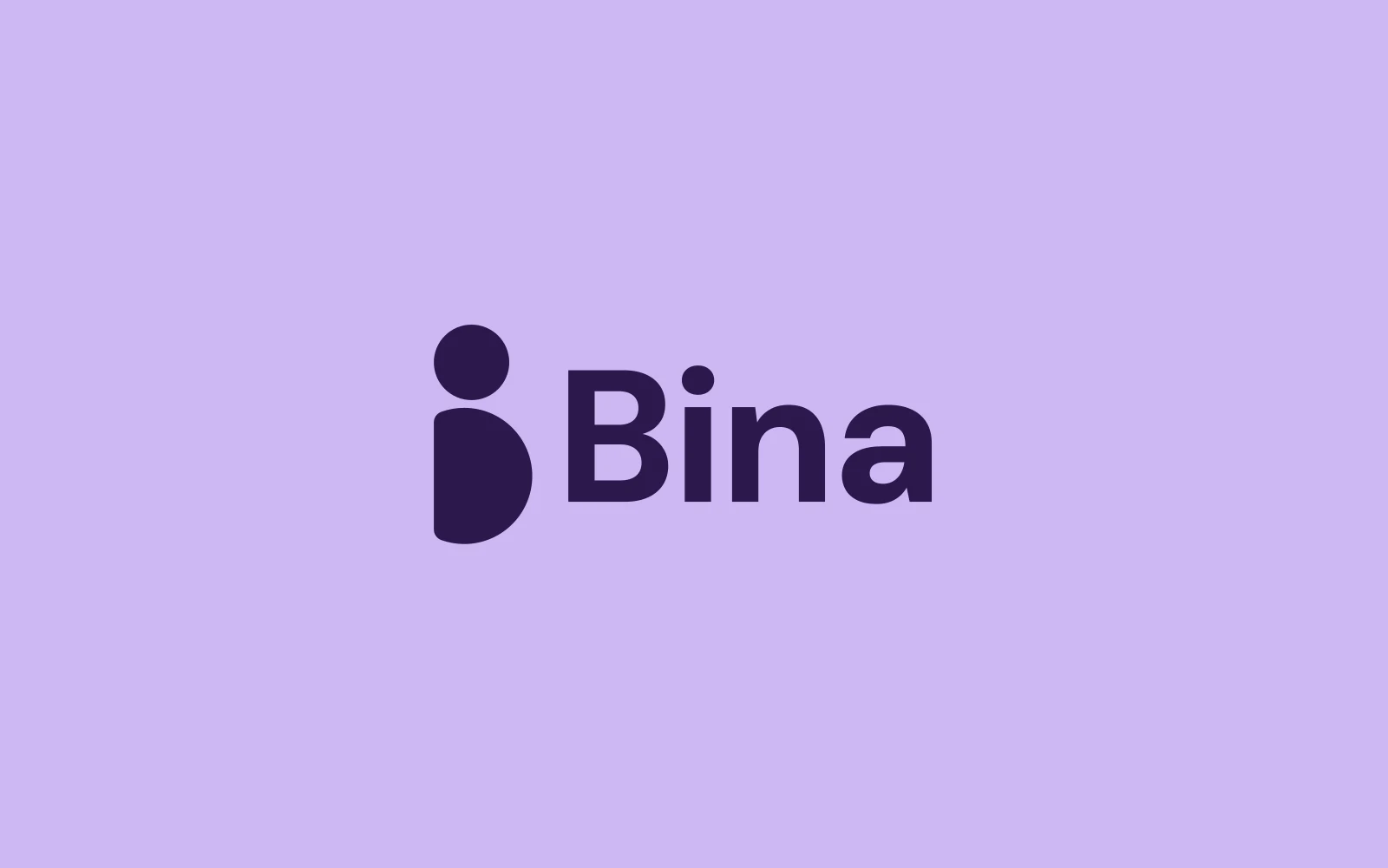 Het logo van Bina op lila